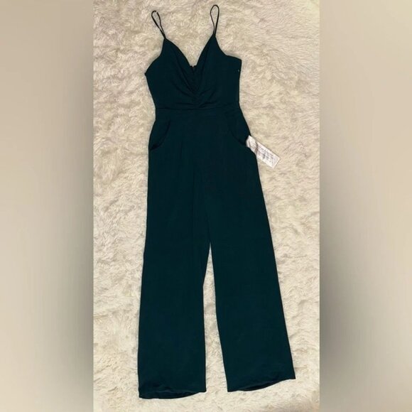Dress The Population Jumpsuit S Wide Leg Emmet NWT $258 Pine Green - Picture 3 of 10
